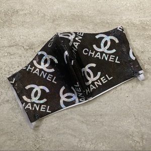 Designer Black wet look iridescent face Mask